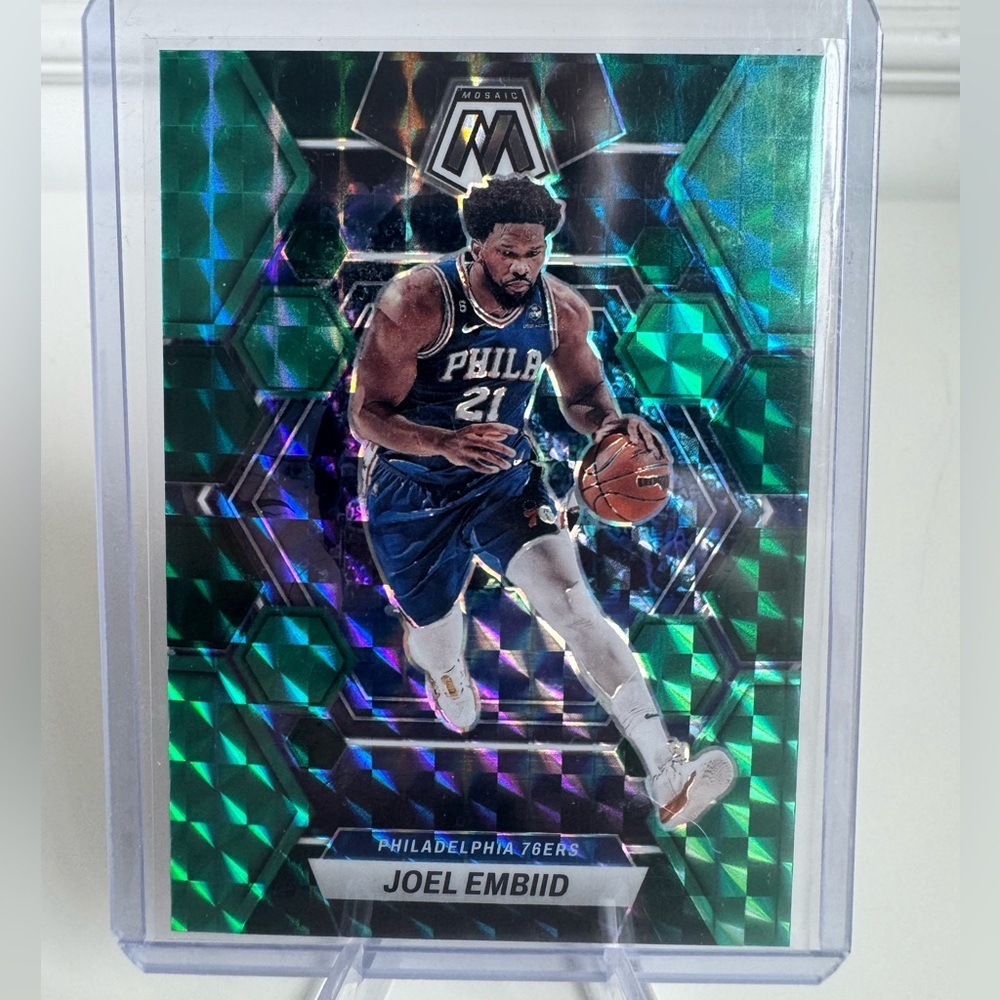 🏀 2022 Joel Embiid Mosaic Genesis Color Match Prizm #/21 SSP Philadelphia 76ers